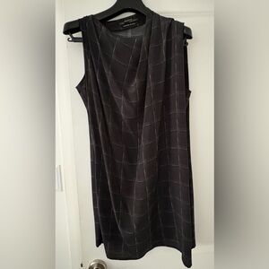All Saints Charcoal Asymmetrical Dress- 100% Silk Denise Dress with Grecian cowl